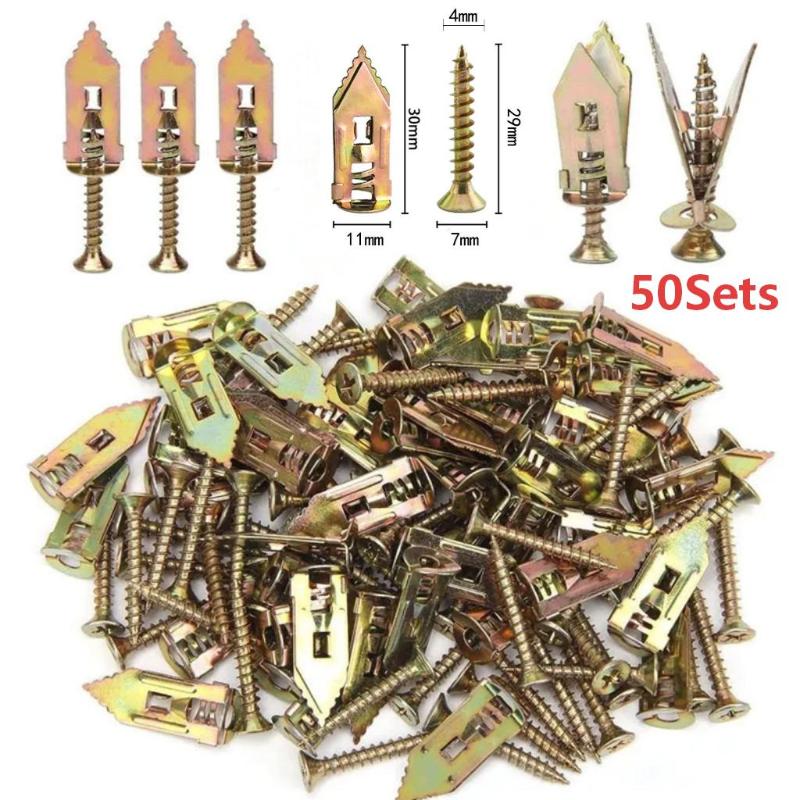 Drywall Anchor Screw - 50Pcs Self-Tapping Drywall Anchor Kit Hollow