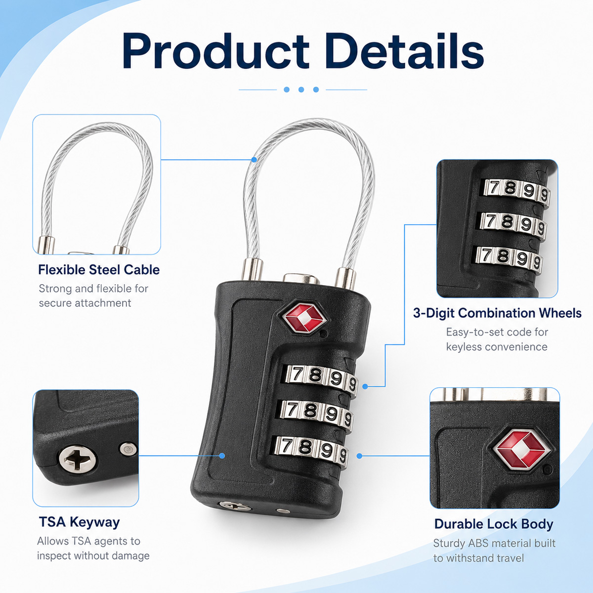 TSA Approved Luggage Lock 3 Di - Home Improvement And Hardware review and price
